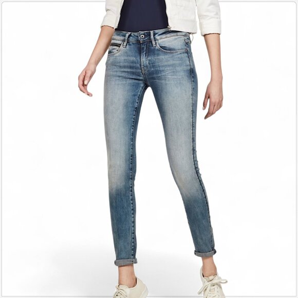 G-Star 3301 Studs Mid Skinny Jeans Stretch 5-pocket Studded Pockets NWT New 26 - Picture 1 of 8